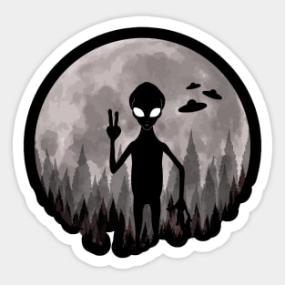 Alien And Ufos Moon Sticker